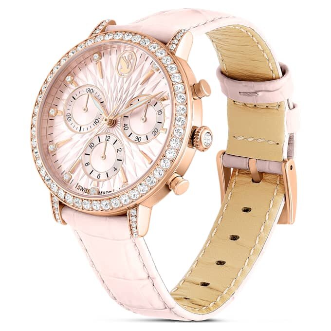 Orologio Matrix Tennis Chrono Swiss Made, cinturino in pelle, rosa, finitura color oro rosa Orologio Matrix Tennis Chrono Swiss Made, cinturino in pelle, rosa, finitura color oro rosa