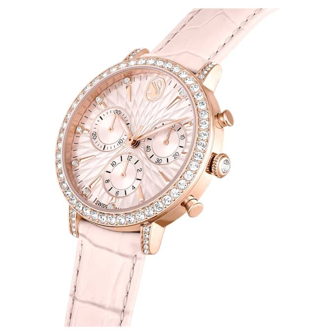 Orologio Matrix Tennis Chrono Swiss Made, cinturino in pelle, rosa, finitura color oro rosa Orologio Matrix Tennis Chrono Swiss Made, cinturino in pelle, rosa, finitura color oro rosa