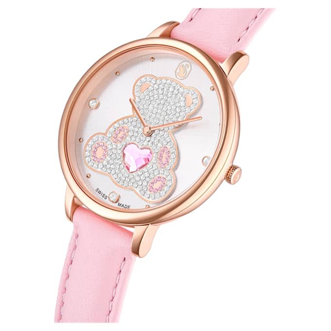Orologio Teddy Swiss Made, cinturino in pelle, rosa, finitura color oro rosa Orologio Teddy Swiss Made, cinturino in pelle, rosa, finitura color oro rosa