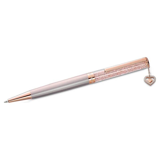 Penna a sfera Crystalline a forma di cuore, finitura oro rosa, laccata rosa, placcata in oro rosa Penna a sfera Crystalline a forma di cuore, finitura oro rosa, laccata rosa, placcata in oro rosa