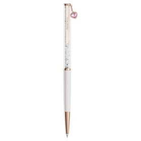 Penna a sfera Crystalline a forma di cuore, rosa, laccata rosa, placcata in oro rosa