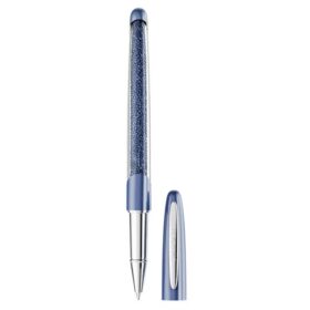 Penna roller Crystalline blu, placcata in cromo