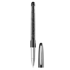 Penna roller Crystalline nera, placcata in cromo