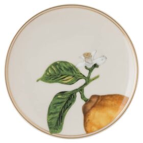 Piattino Idyllia in porcellana, motivo stampato in cristallo, limone, beige