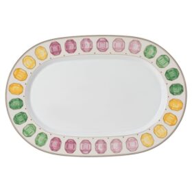 Piatto da portata Idyllia in porcellana, motivo Crystal Print, pietre preziose, grande, multicolore
