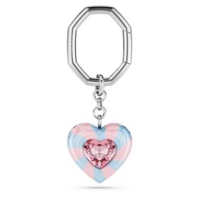 Portachiavi a forma di cuore, cuore, multicolore, placcato in rodio