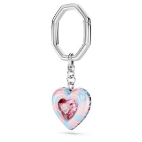 Portachiavi a forma di cuore, cuore, multicolore, placcato in rodio