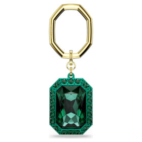 Portachiavi con taglio ottagonale, verde, finitura in metalli misti