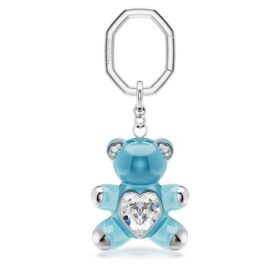 Portachiavi orsetto Teddy, blu, placcato in rodio
