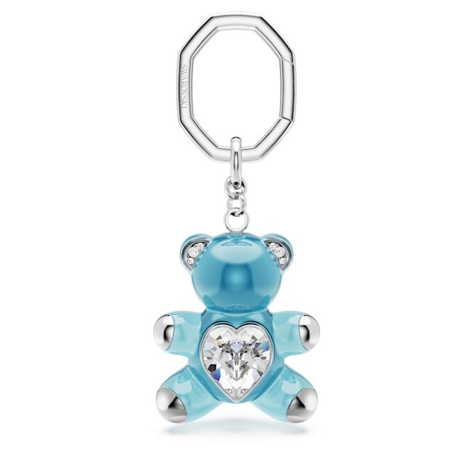Portachiavi orsetto Teddy, blu, placcato in rodio Portachiavi orsetto Teddy, blu, placcato in rodio