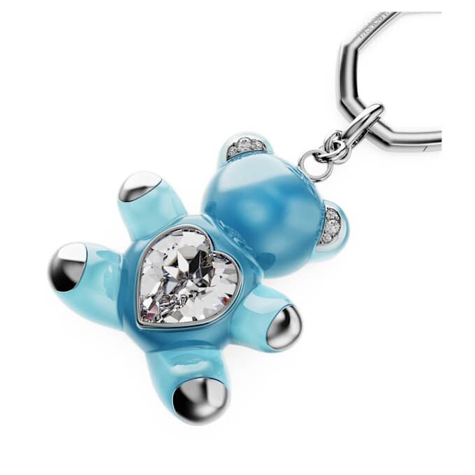 Portachiavi orsetto Teddy, blu, placcato in rodio Portachiavi orsetto Teddy, blu, placcato in rodio