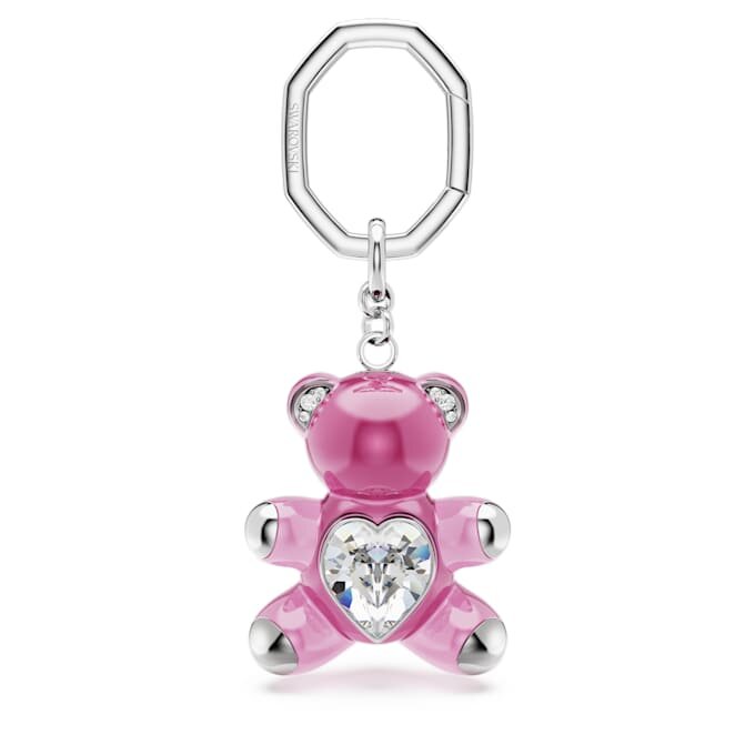 Portachiavi Teddy Bear, rosa, placcato in rodio Portachiavi Teddy Bear, rosa, placcato in rodio