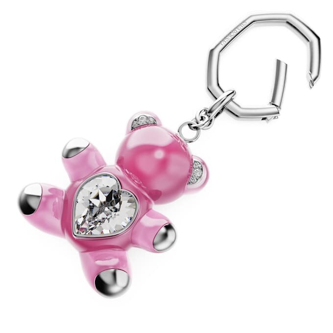 Portachiavi Teddy Bear, rosa, placcato in rodio Portachiavi Teddy Bear, rosa, placcato in rodio