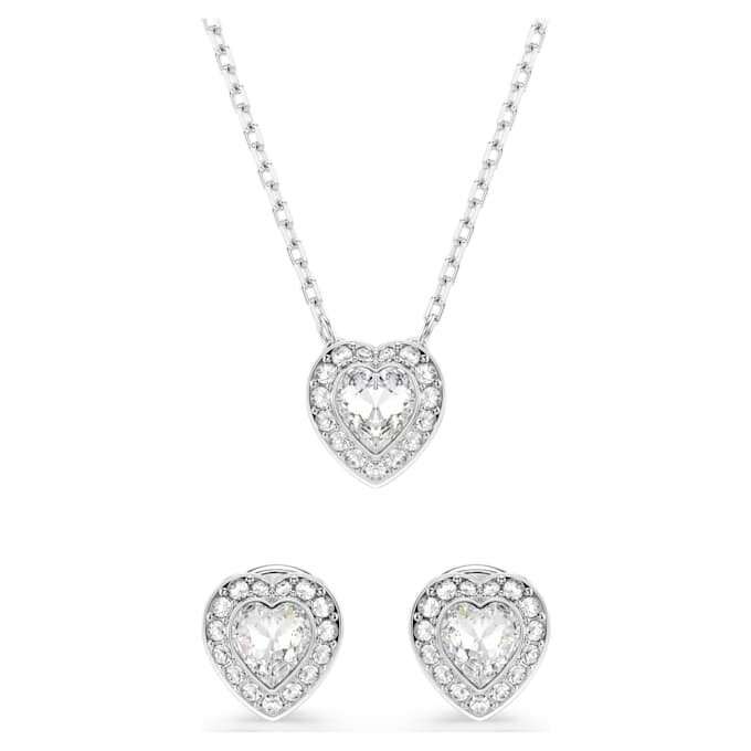 Set Ariana Grande X Swarovski con tagli misti, cuore, bianco, placcato in rodio Set Ariana Grande X Swarovski con tagli misti, cuore, bianco, placcato in rodio