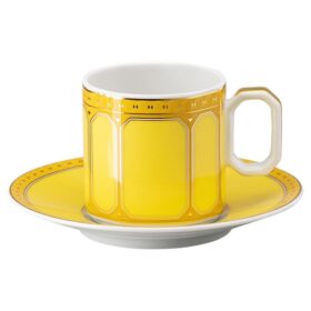 Tazza da caffè espresso Signum con piattino in porcellana, gialla