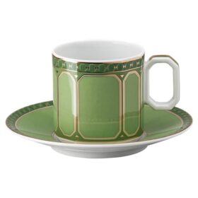 Tazza da caffè espresso Signum con piattino in porcellana, verde