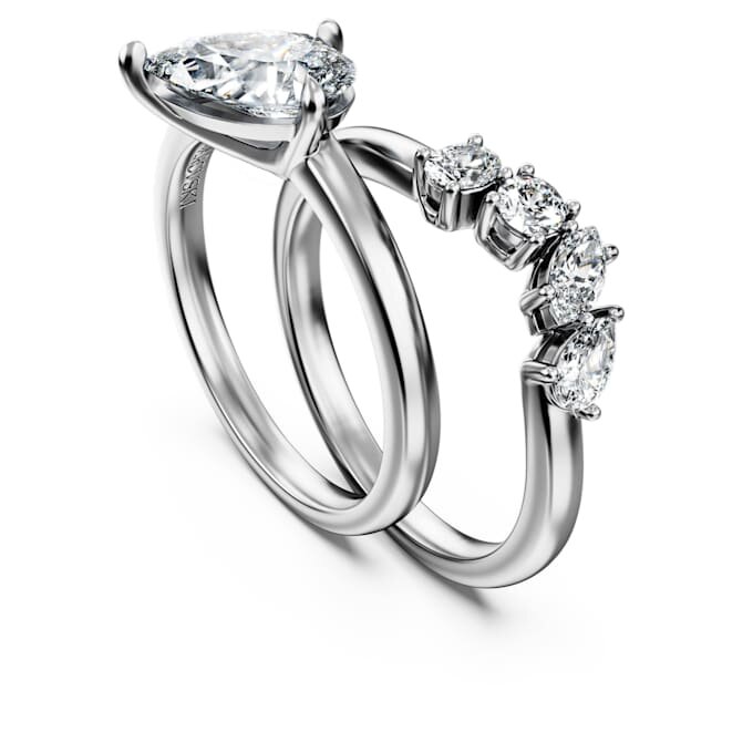Set di anelli Galaxy (2), diamanti sintetici 1,4 carati in totale, forma a pera, oro bianco 14K Set di anelli Galaxy (2), diamanti sintetici 1,4 carati in totale, forma a pera, oro bianco 14K