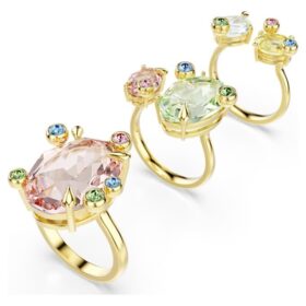 Set di anelli Gema (3), tagli misti, multicolori, placcati in oro Set di anelli Gema (3), tagli misti, multicolori, placcati in oro