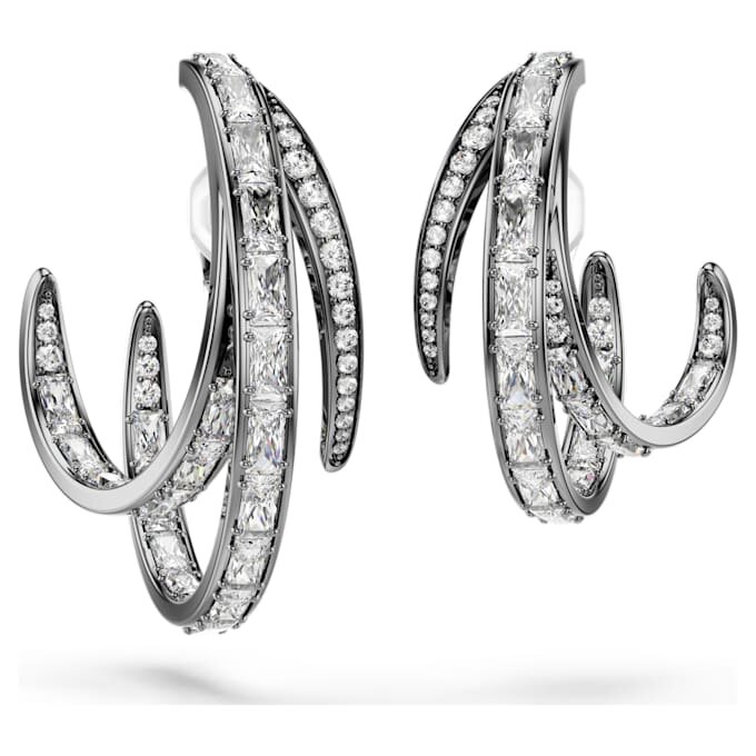 Set di ear cuff della Collezione Vienna (3) Piuma, Bianco, placcato in rutenio Set di ear cuff della Collezione Vienna (3) Piuma, Bianco, placcato in rutenio