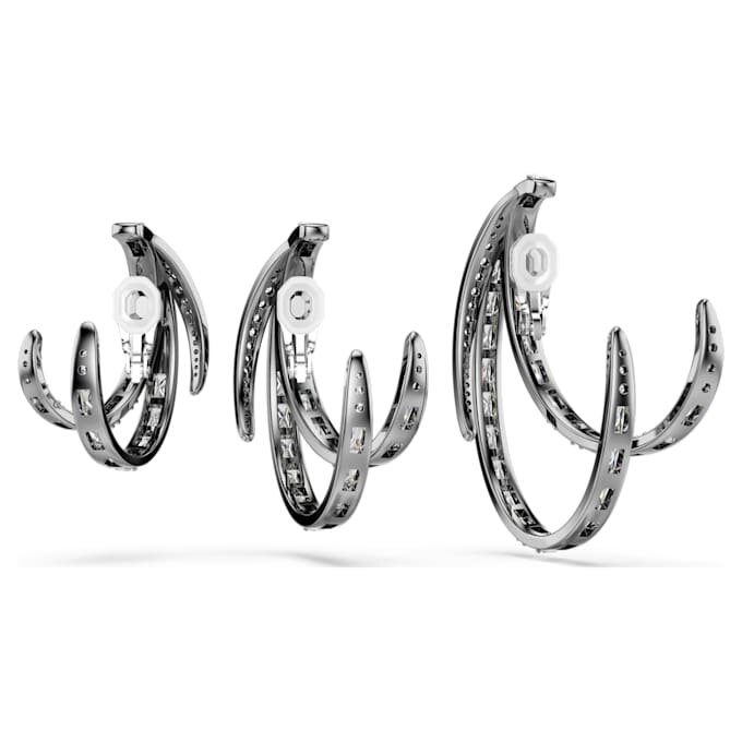 Set di ear cuff della Collezione Vienna (3) Piuma, Bianco, placcato in rutenio Set di ear cuff della Collezione Vienna (3) Piuma, Bianco, placcato in rutenio