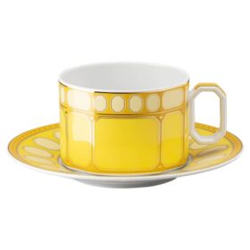 Tazza da tè con piattino Signum in porcellana, gialla