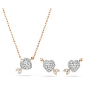 Set Idyllia con tagli misti, cuore con freccia, placcato in oro bianco e oro rosa