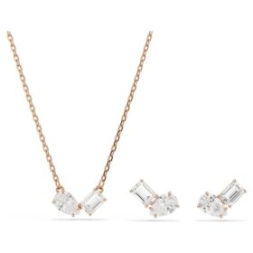 Set Mesmera con taglio a pera e taglio ottagonale, bianco, placcato in oro rosa
