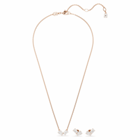 Set Mesmera con taglio a pera e taglio ottagonale, bianco, placcato in oro rosa