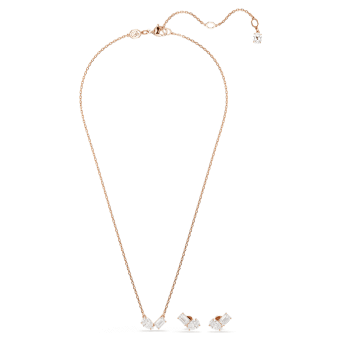Set Mesmera con taglio a pera e taglio ottagonale, bianco, placcato in oro rosa Set Mesmera con taglio a pera e taglio ottagonale, bianco, placcato in oro rosa