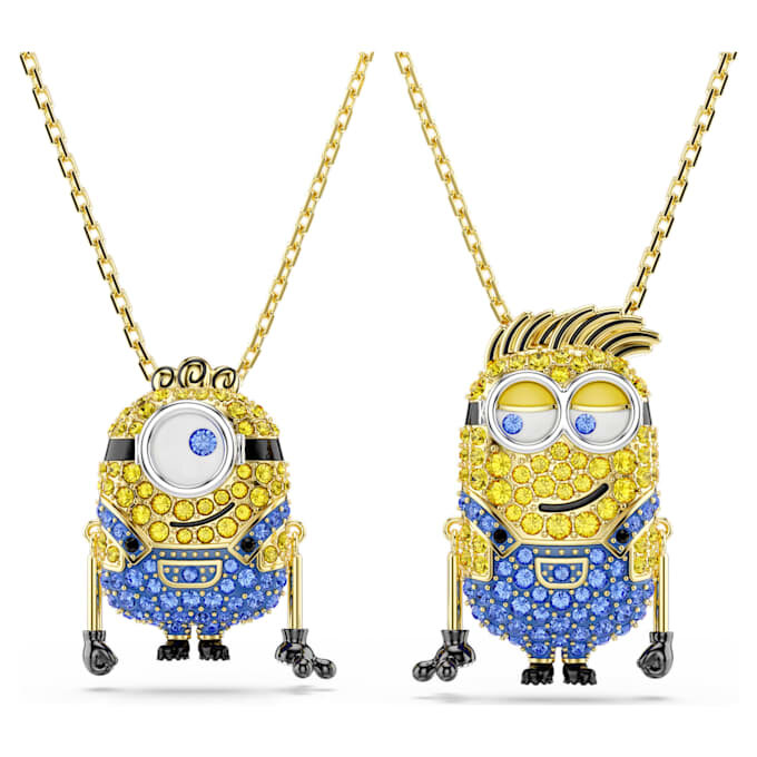 Set Minions James e Henry con pavé multicolore, placcato in oro Set Minions James e Henry con pavé multicolore, placcato in oro