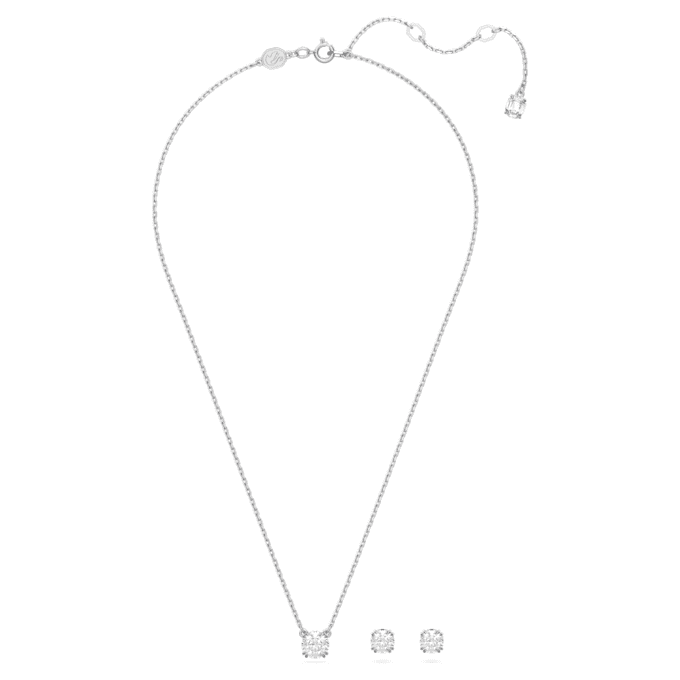 Set Stilla con taglio rotondo, bianco, placcato in rodio Set Stilla con taglio rotondo, bianco, placcato in rodio