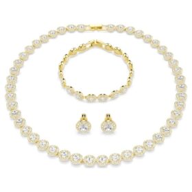 Set Una Angelic (3 pezzi), taglio rotondo, bianco, placcato oro