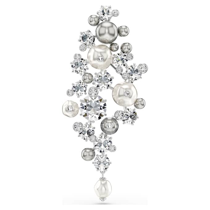 Spilla Constella Crystal Pearl, taglio rotondo, bianca, placcata in rodio Spilla Constella Crystal Pearl, taglio rotondo, bianca, placcata in rodio
