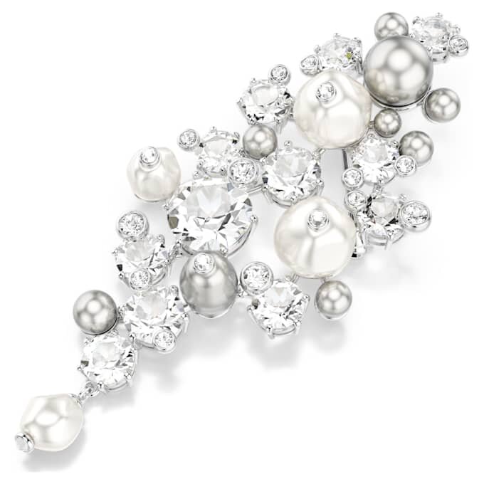 Spilla Constella Crystal Pearl, taglio rotondo, bianca, placcata in rodio Spilla Constella Crystal Pearl, taglio rotondo, bianca, placcata in rodio