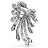 Spilla della collezione Vienna “Cigno”, bianca, placcata in rutenio