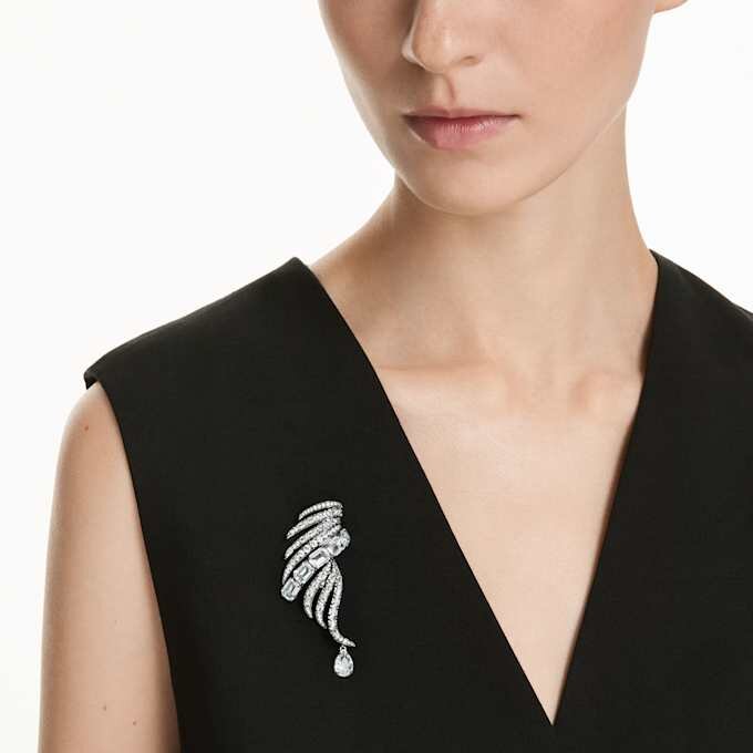 Spilla della Collezione Vienna “Feather”, bianca, placcata in rutenio Spilla della Collezione Vienna “Feather”, bianca, placcata in rutenio