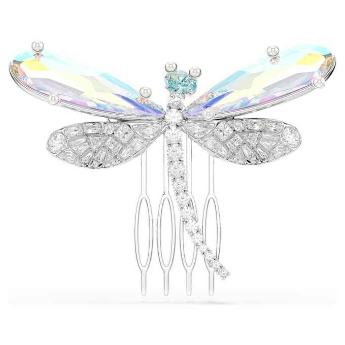 Spilla e accessorio per capelli Ariana Grande X Swarovski con perla di cristallo, tagli misti, libellula, bianco, placcato in rodio Spilla e accessorio per capelli Ariana Grande X Swarovski con perla di cristallo, tagli misti, libellula, bianco, placcato in rodio