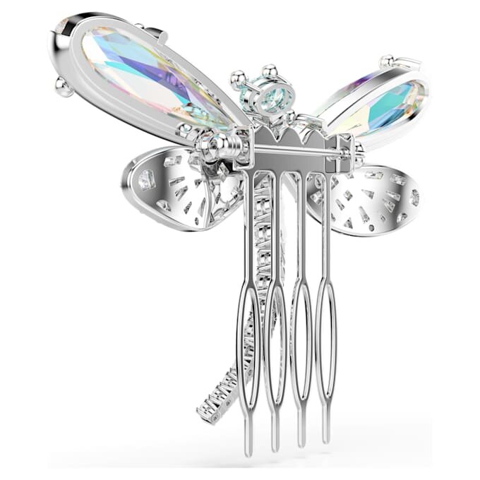 Spilla e accessorio per capelli Ariana Grande X Swarovski con perla di cristallo, tagli misti, libellula, bianco, placcato in rodio Spilla e accessorio per capelli Ariana Grande X Swarovski con perla di cristallo, tagli misti, libellula, bianco, placcato in rodio