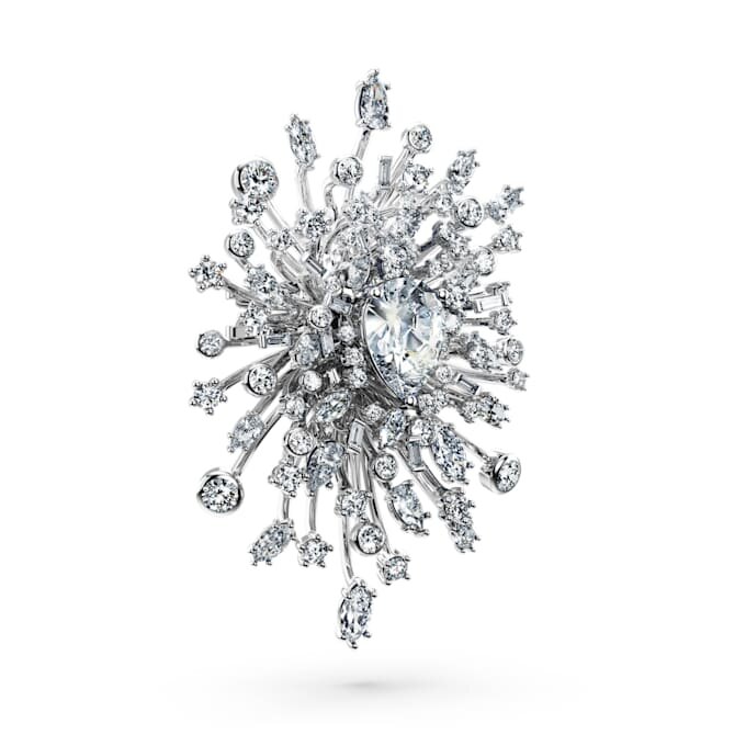 Spilla Galaxy con diamanti sintetici 15,71 carati in totale, forme miste, oro bianco 18 carati Spilla Galaxy con diamanti sintetici 15,71 carati in totale, forme miste, oro bianco 18 carati