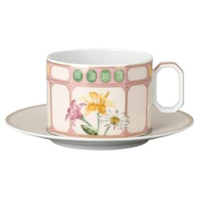 Tazza Combi Idyllia con piattino in porcellana, motivo Crystal Print, bouquet, multicolore
