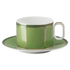 Tazza con piattino Signum in porcellana, verde