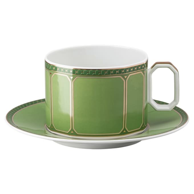 Tazza con piattino Signum in porcellana, verde Tazza con piattino Signum in porcellana, verde
