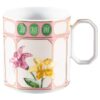 Tazza da caffè Idyllia con piattino in porcellana, motivo stampato in cristallo, fiori, multicolore