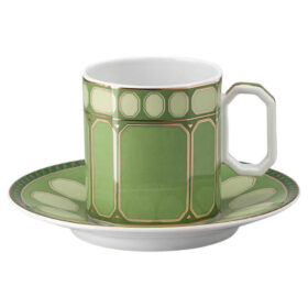 Tazza da caffè Signum con piattino in porcellana, verde