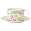 Tazza da tè Idyllia con piattino in porcellana, motivo Crystal Print, bouquet, multicolore