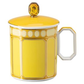 Tazza Signum con coperchio in porcellana, gialla