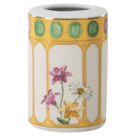 Vaso Idyllia in porcellana, motivo con stampa cristalli, fiore, giallo