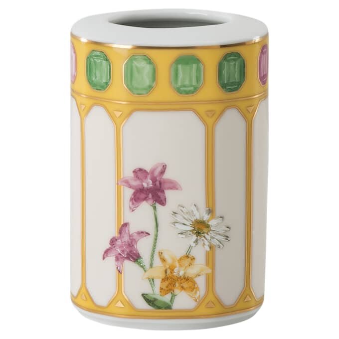 Vaso Idyllia in porcellana, motivo con stampa cristalli, fiore, giallo Vaso Idyllia in porcellana, motivo con stampa cristalli, fiore, giallo