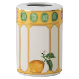 Vaso Idyllia in porcellana, motivo con stampa cristalli, fiore, giallo