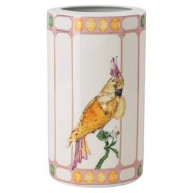 Vaso Idyllia in porcellana, motivo Crystal Print, uccellino, multicolore
